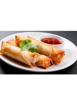 Σετ των 2 Intra Συλλεκτικό Ξύλινο Παζλ Plywood  4mm - Λαχταριστά Spring Rolls με Dipping Sauce και κόλιανδρο Σε Ξύλινο Κουτί - Διαστάσεις: 10x10 cm – 25 κομμάτια