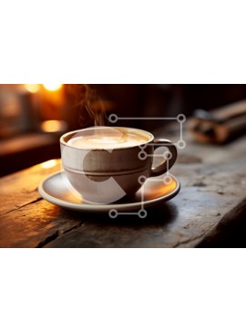 Σετ των 2 Intra Συλλεκτικό Ξύλινο Παζλ Plywood  4mm - Ζεστή εικόνα της κούπας καφέ δίπλα στο τζάκι Σε Ξύλινο Κουτί - Διαστάσεις: 10x10 cm – 25 κομμάτια