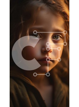 Intra Συλλεκτικό Ξύλινο Παζλ Plywood  4mm - Πορτρέτο ενός νεαρού κοριτσιού με σγουρά καστανά μαλλιά και καστανά μάτια Σε Ξύλινο Κουτί - Διαστάσεις Puzzle: 10x10 cm – 25 κομμάτια