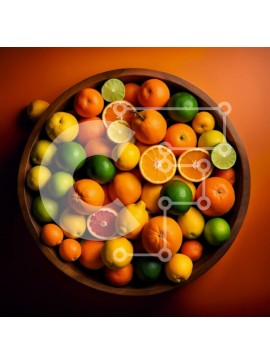 Σετ των 2 Intra Συλλεκτικό Ξύλινο Παζλ Plywood  4mm - Πολύχρωμο μπολ με πορτοκάλια, λάιμ και λεμόνια - φρέσκα και υγιεινά Σε Ξύλινο Κουτί - Διαστάσεις: 10x10 cm – 25 κομμάτια