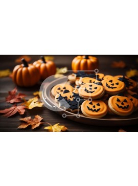 Σετ των 2 Intra Συλλεκτικό Ξύλινο Παζλ Plywood  4mm - Μπισκότα σε σχήμα κολοκύθας με φθινοπωρινά φύλλα Σε Ξύλινο Κουτί - Διαστάσεις: 10x10 cm – 25 κομμάτια