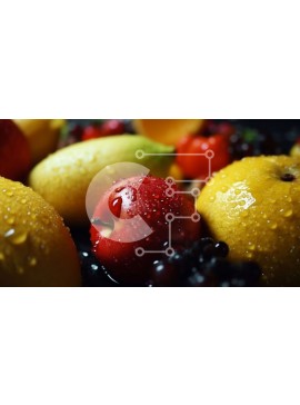 Σετ των 2 Intra Συλλεκτικό Ξύλινο Παζλ Plywood  4mm - Ομάδα φρέσκων φρούτων με σταγονίδια νερού σε μαύρο φόντο Σε Ξύλινο Κουτί - Διαστάσεις: 10x10 cm – 25 κομμάτια