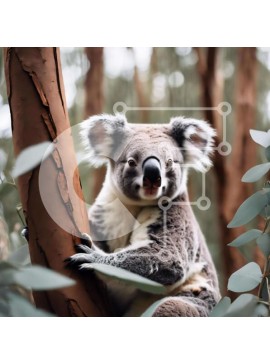 Intra Συλλεκτικό Ξύλινο Παζλ Plywood  4mm - Αρκούδα Koala κάθεται στο δέντρο και κοιτάζει ψηλά στην κάμερα Σε Ξύλινο Κουτί - Διαστάσεις: 10x10 cm – 25 κομμάτια