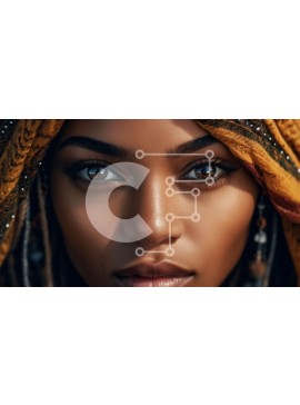 Intra Συλλεκτικό Ξύλινο Παζλ Plywood  4mm - Σοβαρή γυναίκα με κίτρινη μαντίλα και μεγάλα σκουλαρίκια που κοιτάζει την κάμερα Σε Ξύλινο Κουτί - Διαστάσεις Puzzle: 10x10 cm – 25 κομμάτια