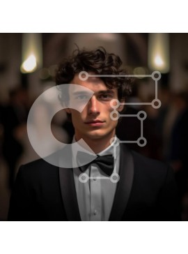 Intra Συλλεκτικό Ξύλινο Παζλ Plywood  4mm - Επίσημος άνδρας με μαύρο σμόκιν και παπιγιόν στέκεται σε εκλεπτυσμένο δωμάτιο Σε Ξύλινο Κουτί - Διαστάσεις Puzzle: 10x10 cm – 25 κομμάτια