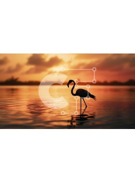 Intra Συλλεκτικό Ξύλινο Παζλ Plywood  4mm - Φλαμίνγκο στο ηλιοβασίλεμα Σε Ξύλινο Κουτί - Διαστάσεις: 10x10 cm – 25 κομμάτια