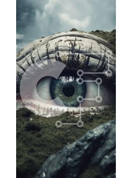 Intra Συλλεκτικό Ξύλινο Παζλ Plywood  4mm - Όμορφη εικόνα ενός μπλε ανθρώπινου ματιού σε βραχώδες φόντο Σε Ξύλινο Κουτί - Διαστάσεις Puzzle: 10x10 cm – 25 κομμάτια