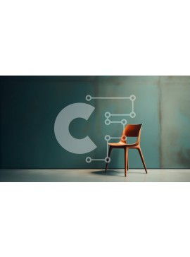 Intra Συλλεκτικό Ξύλινο Παζλ Plywood  4mm - Μονή πορτοκαλί καρέκλα μπροστά από τον πράσινο τοίχο Σε Ξύλινο Κουτί - Διαστάσεις Puzzle: 10x10 cm – 25 κομμάτια