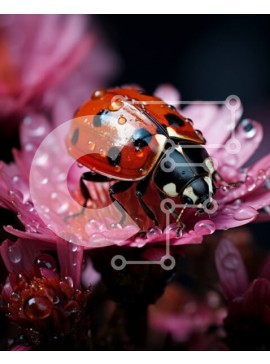 Intra Συλλεκτικό Ξύλινο Παζλ Plywood  4mm - Όμορφη εικόνα μιας πασχαλίτσας σε ένα λουλούδι με σταγονίδια νερού Σε Ξύλινο Κουτί - Διαστάσεις: 10x10 cm – 25 κομμάτια