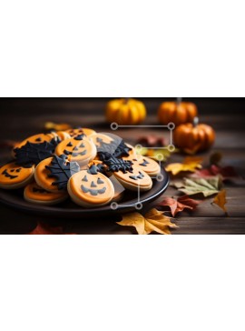 Σετ των 2 Intra Συλλεκτικό Ξύλινο Παζλ Plywood  4mm - Μπισκότα Jack-o'-Lantern σε σχήμα κολοκύθας σε ένα πιάτο Σε Ξύλινο Κουτί - Διαστάσεις: 10x10 cm – 25 κομμάτια