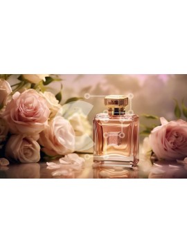 Σετ των 2 Intra Συλλεκτικό Ξύλινο Παζλ Plywood  4mm - Γυναικείο και κομψό ροζ μπουκάλι αρώματος στο τραπέζι με ροζ τριαντάφυλλα Σε Ξύλινο Κουτί - Διαστάσεις: 10x10 cm – 25 κομμάτια