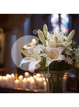 Intra Συλλεκτικό Ξύλινο Παζλ Plywood  4mm - Γυάλινο βάζο με λευκά κρίνα και κεριά Σε Ξύλινο Κουτί - Διαστάσεις Puzzle: 10x10 cm – 25 κομμάτια