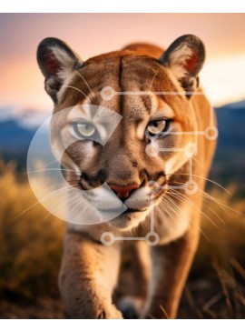 Σετ των 2 Intra Συλλεκτικό Ξύλινο Παζλ Plywood  4mm - Εκπληκτική εικόνα ενός ορεινού λιονταριού στο φυσικό του περιβάλλον Σε Ξύλινο Κουτί - Διαστάσεις: 10x10 cm – 25 κομμάτια