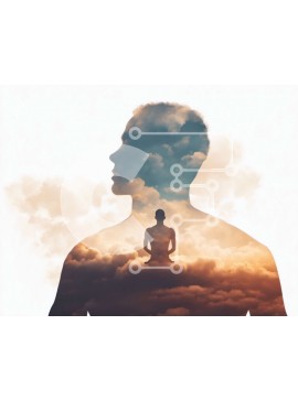 Intra Συλλεκτικό Ξύλινο Παζλ Plywood  4mm - Σιλουέτα διαλογισμός με επικάλυψη σύννεφων Σε Ξύλινο Κουτί - Διαστάσεις Puzzle: 10x10 cm – 25 κομμάτια