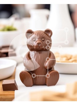 Σετ των 2 Intra Συλλεκτικό Ξύλινο Παζλ Plywood  4mm - Σοκολατένιο αρκουδάκι σε τραπεζαρία με φρούτα και γλυκά Σε Ξύλινο Κουτί - Διαστάσεις: 10x10 cm – 25 κομμάτια