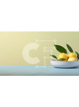 Σετ των 2 Intra Συλλεκτικό Ξύλινο Παζλ Plywood  4mm - Λευκό μπολ με λεμόνια και πράσινα φύλλα σε πορτοκαλί φόντο Σε Ξύλινο Κουτί - Διαστάσεις: 10x10 cm – 25 κομμάτια