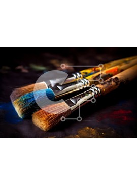 Intra Συλλεκτικό Ξύλινο Παζλ Plywood  4mm - Ζωντανό πινέλο σε σκούρο φόντο Σε Ξύλινο Κουτί - Διαστάσεις: 10x10 cm – 25 κομμάτια