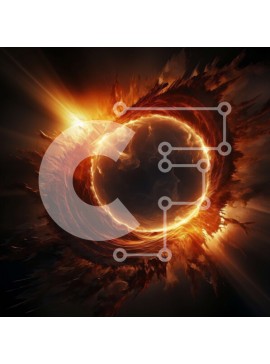 Intra Συλλεκτικό Ξύλινο Παζλ Plywood  4mm - Έντονη και δυναμική εικόνα μιας μαύρης τρύπας που περιβάλλεται από φλόγες Σε Ξύλινο Κουτί - Διαστάσεις Puzzle: 10x10 cm – 25 κομμάτια