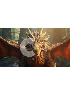 Intra Συλλεκτικό Ξύλινο Παζλ Plywood  4mm - Εκπληκτική εικόνα ενός κόκκινου δράκου που βρυχάται σε ένα ξέφωτο δάσους Σε Ξύλινο Κουτί - Διαστάσεις Puzzle: 10x10 cm – 25 κομμάτια