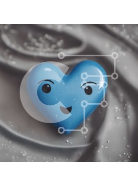 Intra Συλλεκτικό Ξύλινο Παζλ Plywood  4mm - Χαμογελώντας μπλε καρδιά σε γκρι φόντο Σε Ξύλινο Κουτί - Διαστάσεις Puzzle: 10x10 cm – 25 κομμάτια