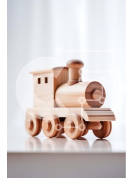 Intra Συλλεκτικό Ξύλινο Παζλ Plywood  4mm - Παιχνιδιάρικο και πολύχρωμο ξύλινο τρένο παιχνιδιών σε λευκό φόντο Σε Ξύλινο Κουτί - Διαστάσεις Puzzle: 10x10 cm – 25 κομμάτια