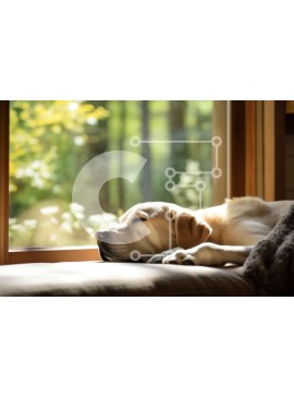 Σετ των 2 Intra Συλλεκτικό Ξύλινο Παζλ Plywood  4mm - Αξιολάτρευτη εικόνα ενός σκύλου Golden Retriever που κοιμάται σε έναν καναπέ Σε Ξύλινο Κουτί - Διαστάσεις: 10x10 cm – 25 κομμάτια