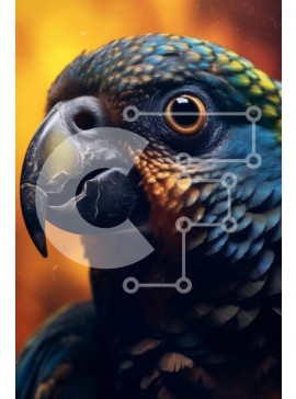 Σετ των 2 Intra Συλλεκτικό Ξύλινο Παζλ Plywood  4mm - Ζωντανή εικόνα ενός πολύχρωμου παπαγάλου με μπλε, πράσινα και κίτρινα φτερά Σε Ξύλινο Κουτί - Διαστάσεις: 10x10 cm – 25 κομμάτια