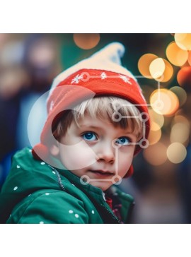 Intra Συλλεκτικό Ξύλινο Παζλ Plywood  4mm - Σοβαρό πορτρέτο ενός νεαρού αγοριού που φορά ένα πράσινο σακάκι και ένα κόκκινο Beanie Σε Ξύλινο Κουτί - Διαστάσεις Puzzle: 10x10 cm – 25 κομμάτια