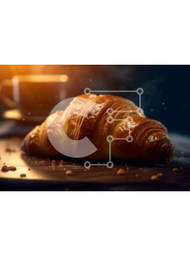 Σετ των 2 Intra Συλλεκτικό Ξύλινο Παζλ Plywood  4mm - Νόστιμη εικόνα ενός φρέσκου κρουασάν σε ένα ξύλινο τραπέζι Σε Ξύλινο Κουτί - Διαστάσεις: 10x10 cm – 25 κομμάτια