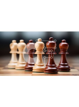 Intra Συλλεκτικό Ξύλινο Παζλ Plywood  4mm - Σκακιέρα με άσπρα και μαύρα κομμάτια στο ξύλο Σε Ξύλινο Κουτί - Διαστάσεις Puzzle: 10x10 cm – 25 κομμάτια