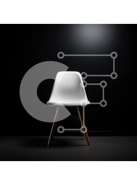 Intra Συλλεκτικό Ξύλινο Παζλ Plywood  4mm - Λευκή Πλαστική Καρέκλα με Ξύλινο Κάθισμα και Πλάτη σε Σκοτεινό Δωμάτιο Σε Ξύλινο Κουτί - Διαστάσεις Puzzle: 10x10 cm – 25 κομμάτια