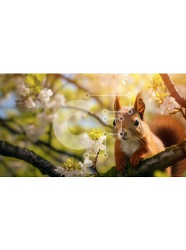 Intra Συλλεκτικό Ξύλινο Παζλ Plywood  4mm - Κόκκινος σκίουρος στη φύση με ανθισμένα λουλούδια Σε Ξύλινο Κουτί - Διαστάσεις: 10x10 cm – 25 κομμάτια