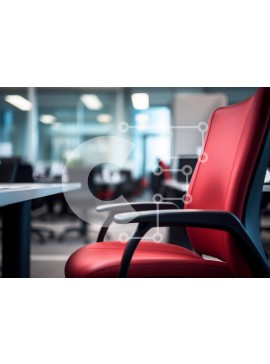 Intra Συλλεκτικό Ξύλινο Παζλ Plywood  4mm - Κόκκινη δερμάτινη καρέκλα σε χώρο γραφείου με γραφεία και καρέκλες Σε Ξύλινο Κουτί - Διαστάσεις Puzzle: 10x10 cm – 25 κομμάτια