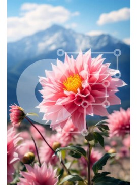 Σετ των 2 Intra Συλλεκτικό Ξύλινο Παζλ Plywood  4mm - Όμορφο τοπίο με ροζ λουλούδια με μαγευτικά βουνά Σε Ξύλινο Κουτί - Διαστάσεις: 10x10 cm – 25 κομμάτια