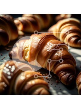 Σετ των 2 Intra Συλλεκτικό Ξύλινο Παζλ Plywood  4mm - Λαχταριστά κρουασάν σε δίσκο με πασπαλίσματα ζάχαρης Σε Ξύλινο Κουτί - Διαστάσεις: 10x10 cm – 25 κομμάτια