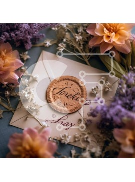 Σετ των 2 Intra Συλλεκτικό Ξύλινο Παζλ Plywood  4mm - Όμορφη κοντινή πλάνο προσκλητηρίου γάμου με χρυσό κερί σφραγίδα Σε Ξύλινο Κουτί - Διαστάσεις: 10x10 cm – 25 κομμάτια