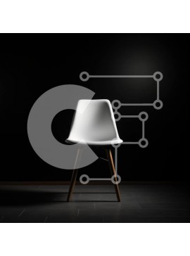 Intra Συλλεκτικό Ξύλινο Παζλ Plywood  4mm - Μοντέρνα λευκή πλαστική καρέκλα σε σκοτεινό δωμάτιο Σε Ξύλινο Κουτί - Διαστάσεις Puzzle: 10x10 cm – 25 κομμάτια