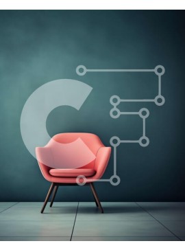 Intra Συλλεκτικό Ξύλινο Παζλ Plywood  4mm - Κόκκινη καρέκλα μπροστά από τον σκούρο μπλε τοίχο Σε Ξύλινο Κουτί - Διαστάσεις Puzzle: 10x10 cm – 25 κομμάτια