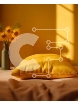 Intra Συλλεκτικό Ξύλινο Παζλ Plywood  4mm - Κίτρινο μαξιλάρι και ηλιοτρόπια στο κομοδίνο του υπνοδωματίου Σε Ξύλινο Κουτί - Διαστάσεις Puzzle: 10x10 cm – 25 κομμάτια