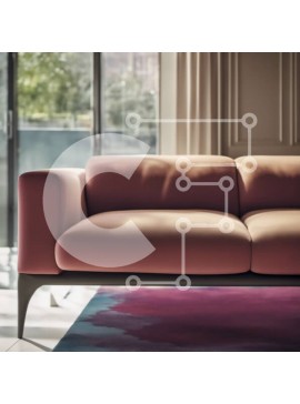 Intra Συλλεκτικό Ξύλινο Παζλ Plywood  4mm - Μοντέρνος ροζ καναπές με θέα στην πόλη Σε Ξύλινο Κουτί - Διαστάσεις Puzzle: 10x10 cm – 25 κομμάτια