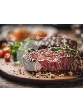 Σετ των 2 Intra Συλλεκτικό Ξύλινο Παζλ Plywood  4mm - Νόστιμη μοσχαρίσια μπριζόλα με λαχανικά και βότανα Σε Ξύλινο Κουτί - Διαστάσεις: 10x10 cm – 25 κομμάτια