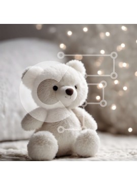 Intra Συλλεκτικό Ξύλινο Παζλ Plywood  4mm - Λευκό αρκουδάκι στο κρεβάτι με καρδιά Σε Ξύλινο Κουτί - Διαστάσεις Puzzle: 10x10 cm – 25 κομμάτια