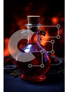 Intra Συλλεκτικό Ξύλινο Παζλ Plywood  4mm - Απόκοσμη και μυστηριώδης εικόνα ενός κόκκινου υγρού σε ένα γυάλινο μπουκάλι Σε Ξύλινο Κουτί - Διαστάσεις Puzzle: 10x10 cm – 25 κομμάτια