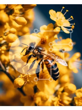 Intra Συλλεκτικό Ξύλινο Παζλ Plywood  4mm - Μέλισσα στα κίτρινα λουλούδια Σε Ξύλινο Κουτί - Διαστάσεις: 10x10 cm – 25 κομμάτια