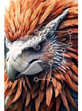 Σετ των 2 Intra Συλλεκτικό Ξύλινο Παζλ Plywood  4mm - Εκπληκτική κινηματογράφηση σε πρώτο πλάνο του κεφαλιού του αετού με κόκκινα φτερά και μπλε μάτια Σε Ξύλινο Κουτί - Διαστάσεις: 10x10 cm – 25 κομμάτια