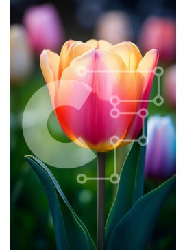 Σετ των 2 Intra Συλλεκτικό Ξύλινο Παζλ Plywood  4mm - Κοντινό πλάνο ενός ζωντανού λουλουδιού τουλίπας Σε Ξύλινο Κουτί - Διαστάσεις: 10x10 cm – 25 κομμάτια