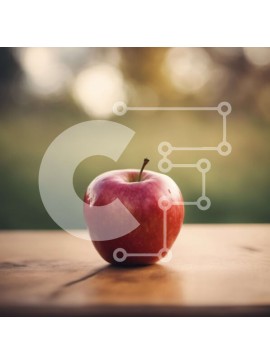 Σετ των 2 Intra Συλλεκτικό Ξύλινο Παζλ Plywood  4mm - Κόκκινο μήλο σε ξύλινο τραπέζι Σε Ξύλινο Κουτί - Διαστάσεις: 10x10 cm – 25 κομμάτια