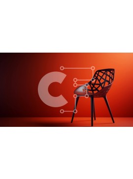 Intra Συλλεκτικό Ξύλινο Παζλ Plywood  4mm - Μοντέρνα καρέκλα σε πορτοκαλί φόντο Σε Ξύλινο Κουτί - Διαστάσεις Puzzle: 10x10 cm – 25 κομμάτια