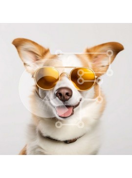 Intra Συλλεκτικό Ξύλινο Παζλ Plywood  4mm - Cool σκύλος που φοράει γυαλιά ηλίου Σε Ξύλινο Κουτί - Διαστάσεις: 10x10 cm – 25 κομμάτια