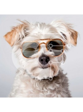 Intra Συλλεκτικό Ξύλινο Παζλ Plywood  4mm - Αξιολάτρευτη εικόνα ενός μικρού λευκού σκύλου που φοράει γυαλιά ηλίου Σε Ξύλινο Κουτί - Διαστάσεις: 10x10 cm – 25 κομμάτια